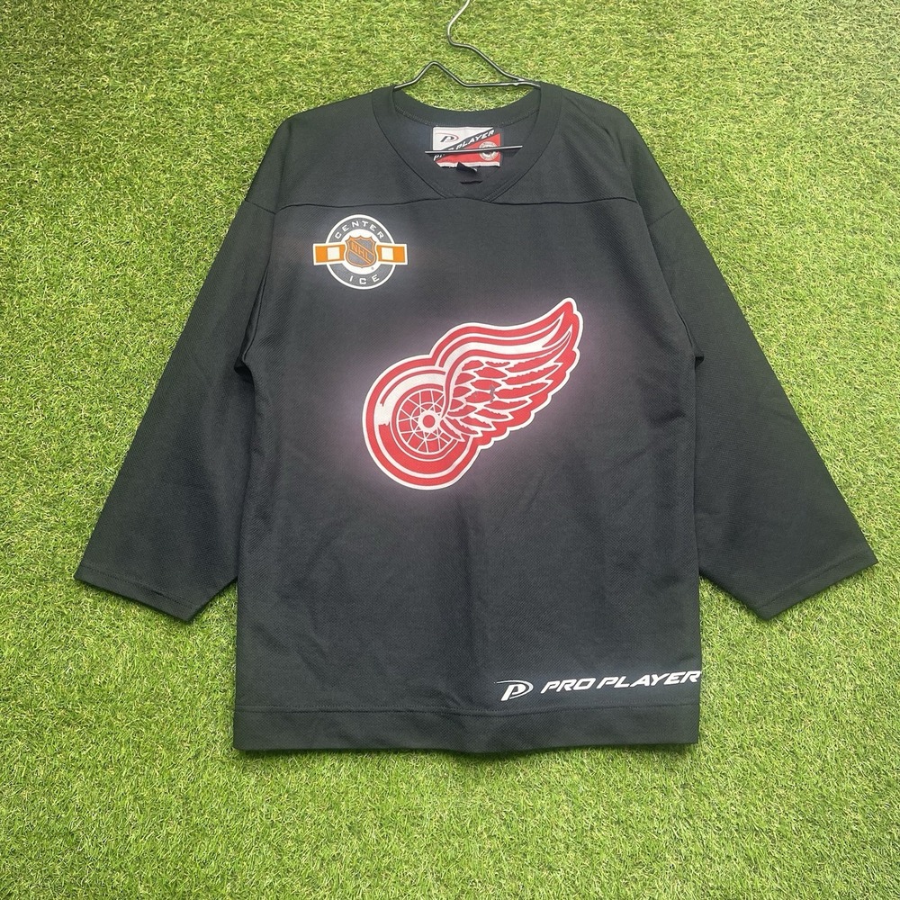 Vintage Detroit Red Wings Jersey Mens Medium Black Pro Player Western Conference